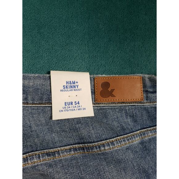 H&M Jeans Size 24 Womens Blue Stretch Pants Denim Mid Rise Ladies Skinny NWT - Picture 14 of 15